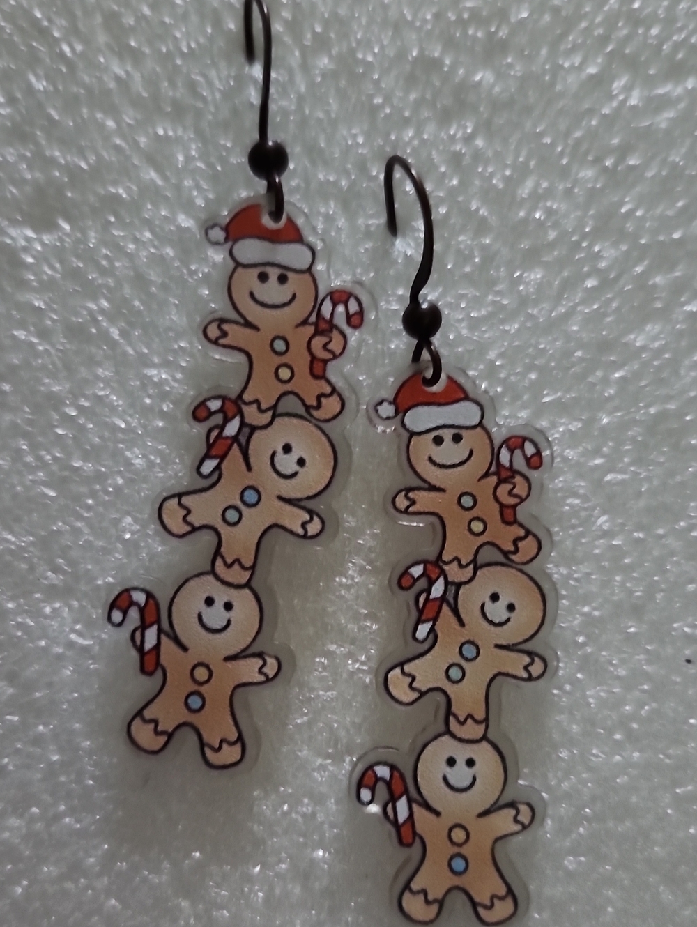 Hand Crafted Tan & Red Gingerbread Stack Earrings